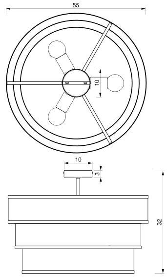 Csillár GLUM 3xE27/60W/230V fekete