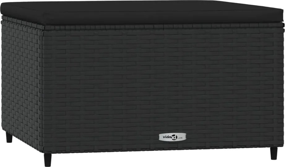 vidaXL fekete polyrattan kerti lábtartó párnával