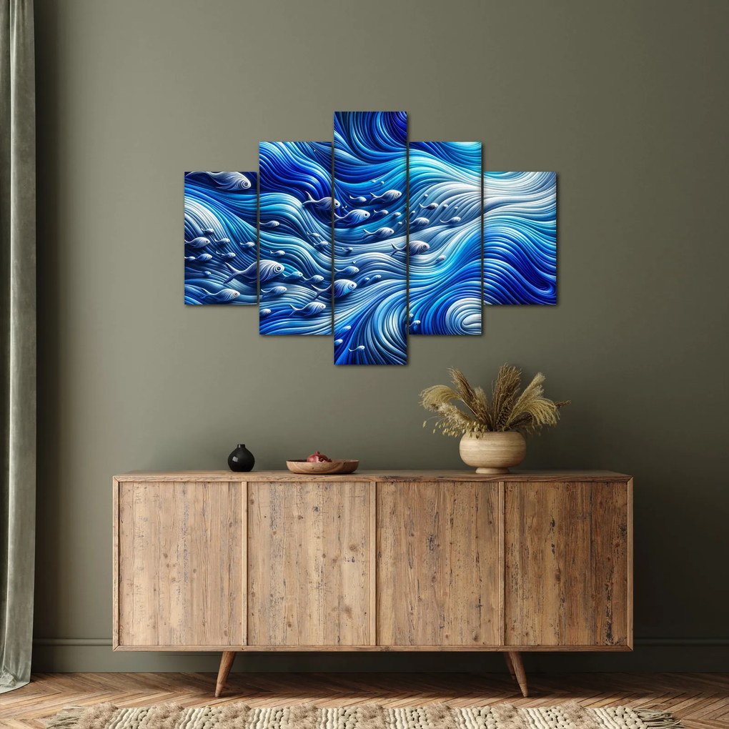 Kép – Halak a hullámokban (150x105 cm)