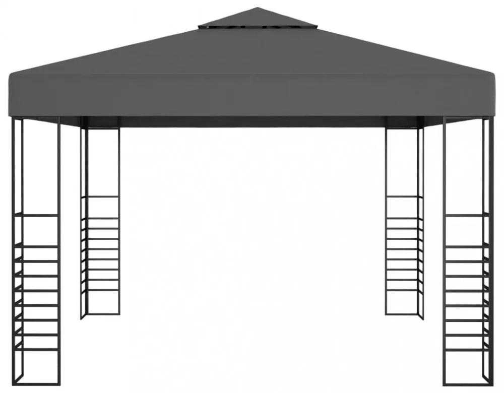 Antracitszürke kerti pavilon LED fényfüzérrel 3 x 3 m