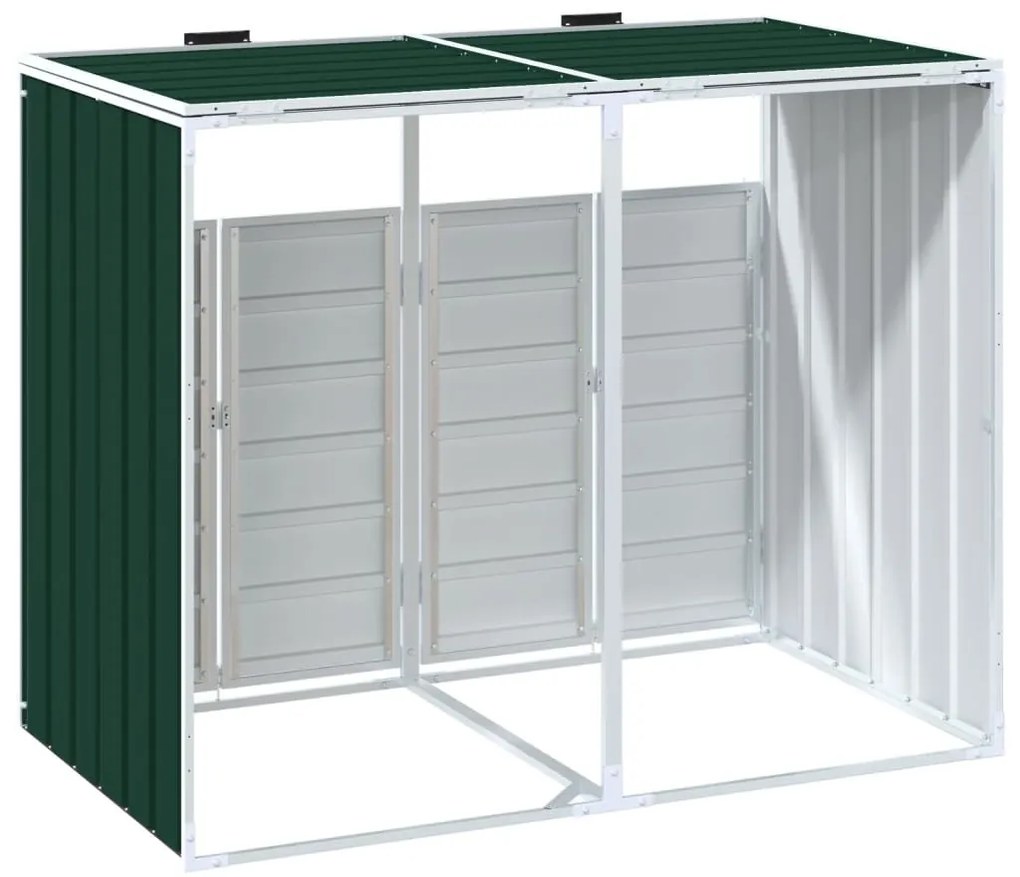 zöld acél kerekes szemetes tároló dupla tárolókhoz 138 x 79 x 117 cm