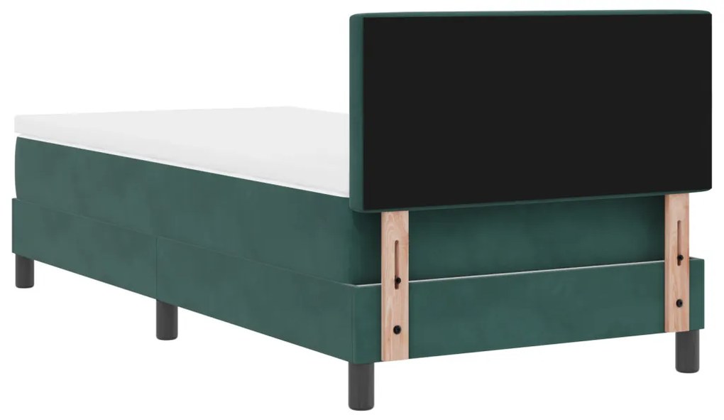 vidaXL LED Box Spring Ágy matracmal Sötétzöld 90 x 200 cm Bársony