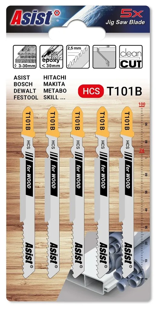 Fűrészlapok egyenes fűrészhez fához és műanyaghoz - 5db ASIST 05-5105