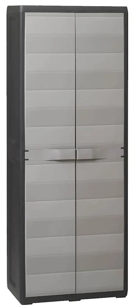 vidaXL fekete és szürke kerti tárolószekrény 3 polccal