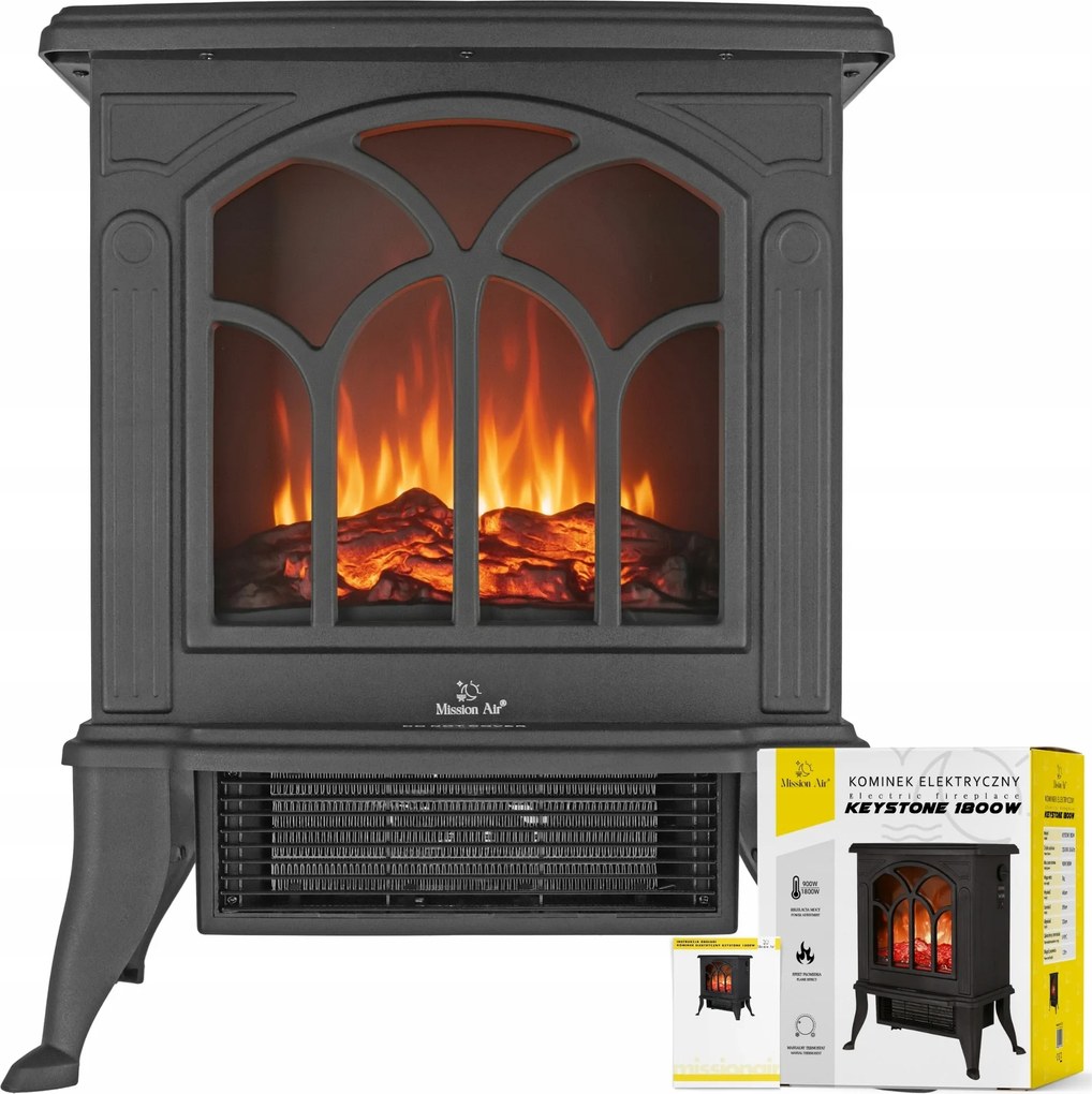 Elektromos Kandalló termoventilátor Kályha Radiátor Tűzhatás Led 1800W