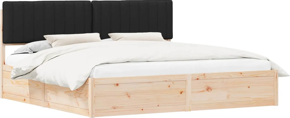 vidaXL Ágykeret Kárpitozott Fejtámlával Fekete 200 x 200 cm