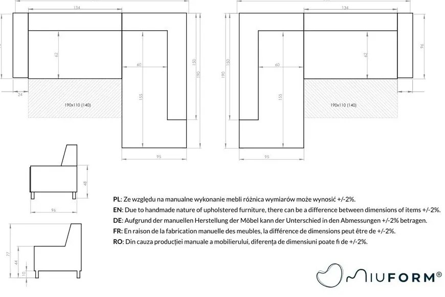 Dazzling Daisy L világosszürke kinyitható kanapé, bal oldalas - Miuform