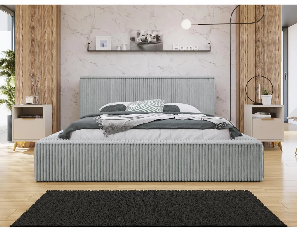 Franciaágy 180 cm Gretty S (szürke) (ágyráccsal) (tárolóhellyel). 1104346