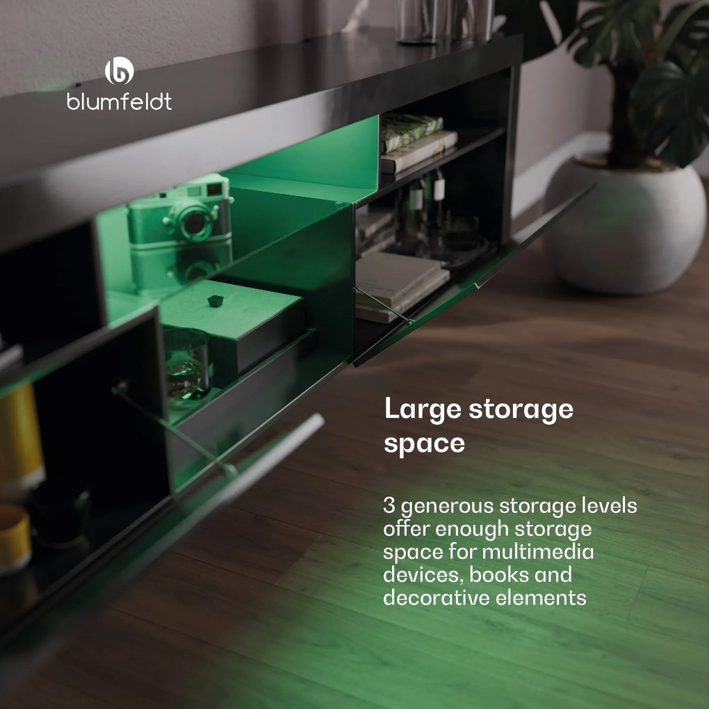 Klarstein Elgin, TV szekrény, 150 x 30 x 40 cm, LED