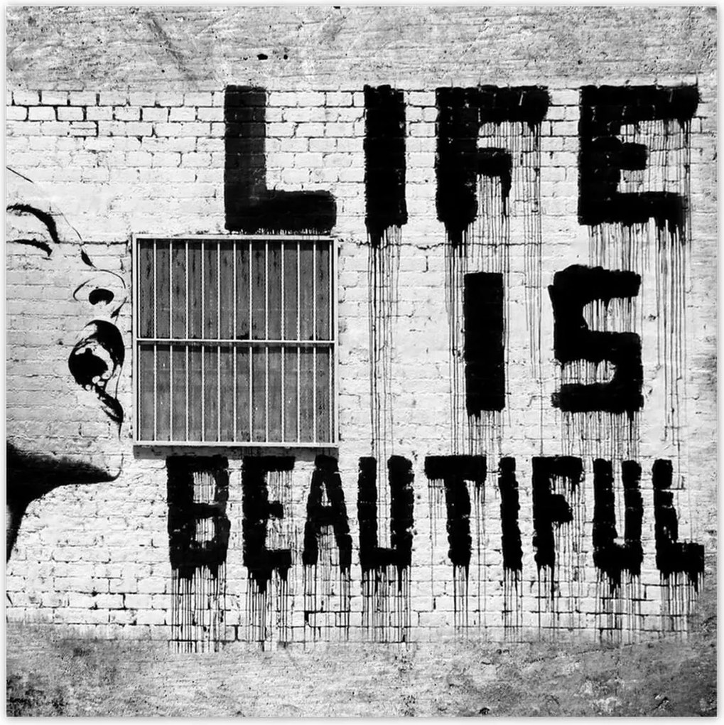 Poszterek 100x100 Banksy Life is Beautiful
