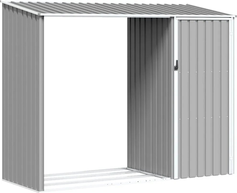 vidaXL szürke horganyzott acél kerti tűzifatároló 245 x 98 x 159 cm