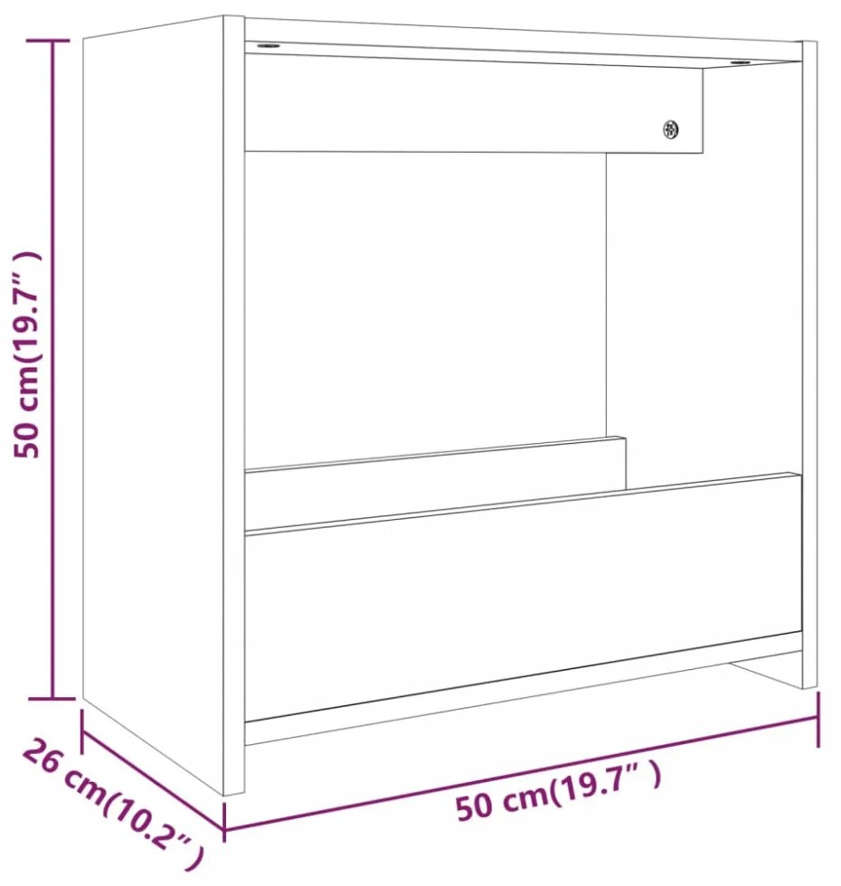 füstös tölgy színű szerelt fa kisasztal 50 x 26 x 50 cm