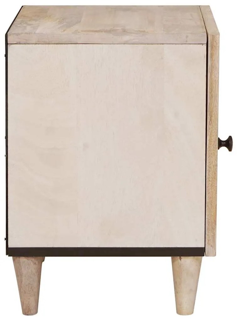 Éjjeli asztal 2 pcs Bézs 40 x 33 x 46 cm tömör mangófa