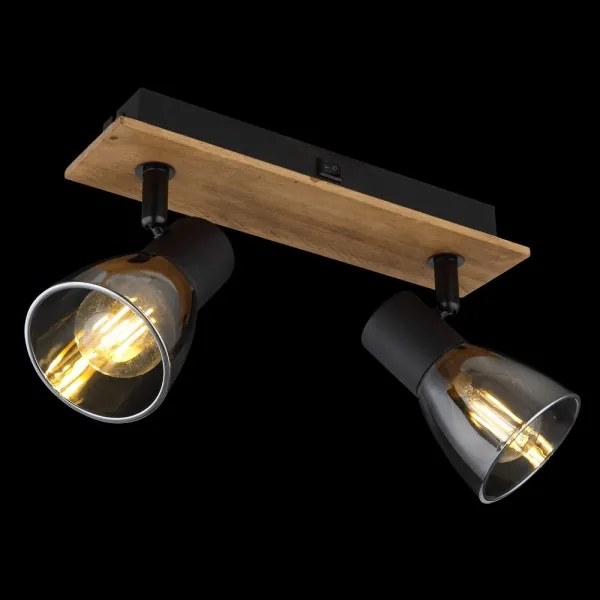 Globo 54307-2W - Fali spotlámpa CLAUDE 2xE14/40W/230V fekete/fa