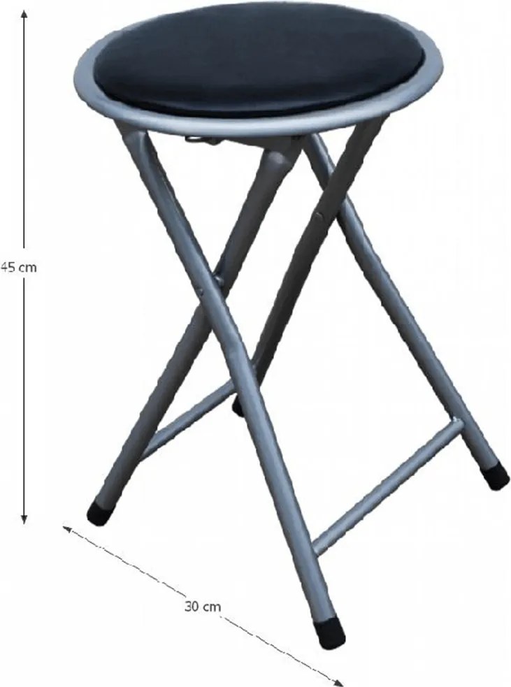 Szék, összecsukható , fém - ezüst + fekete textilbőr, IRMA