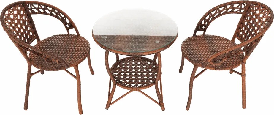 Kerti rattanszett 1+2, barna, JARUB