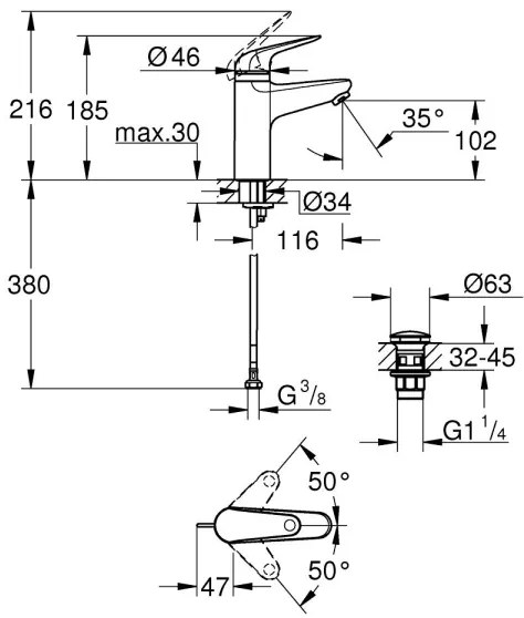 GROHE 24327001 - SWIFT mosdócsaptelep, M-es méret, fényes króm
