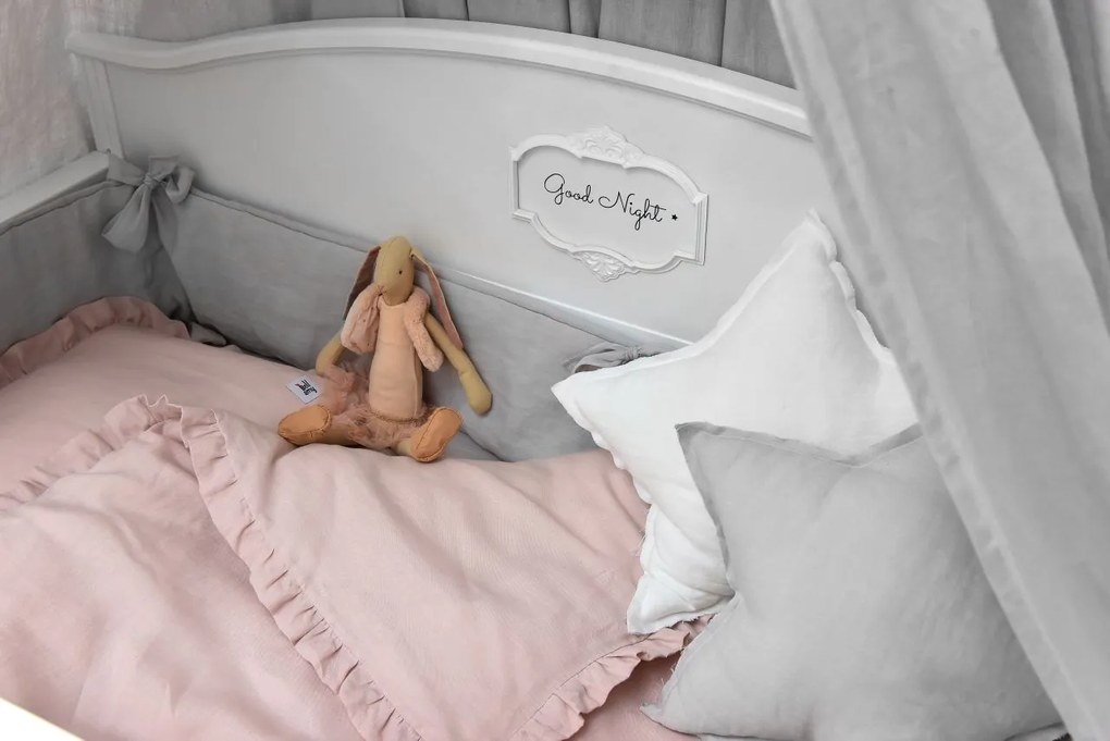 Len ágyneműhuzat babaágyhoz DUSTY PINK, méret M