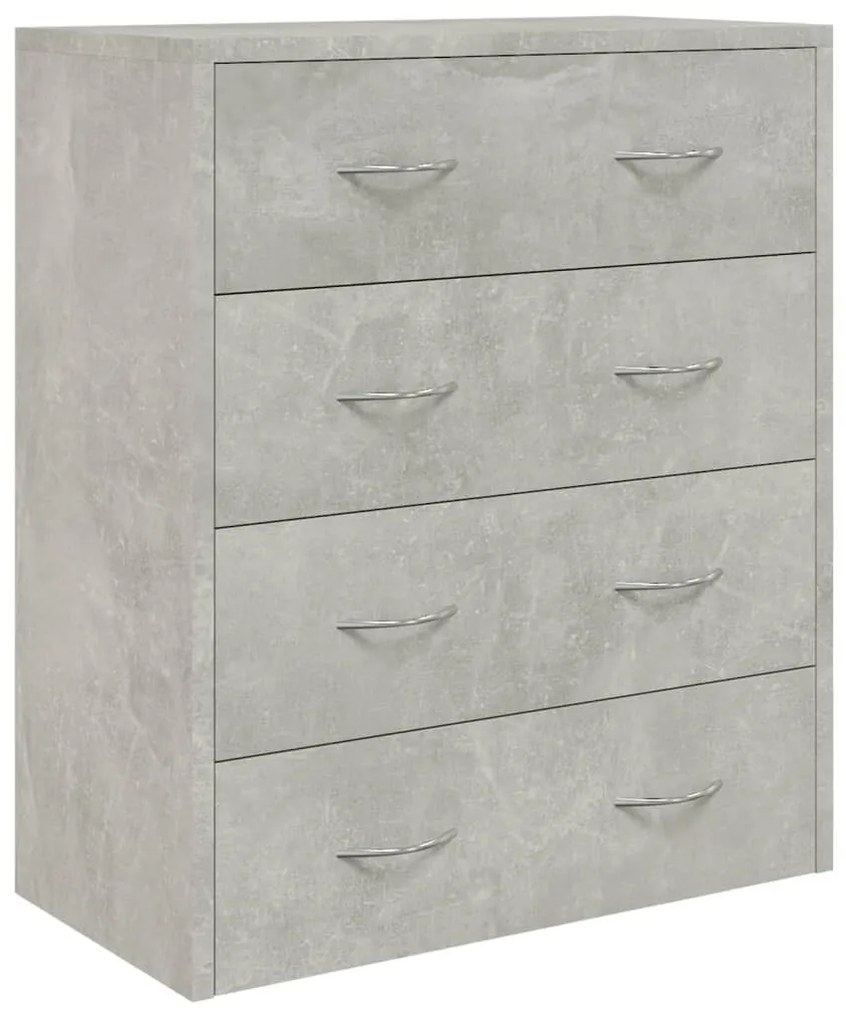 betonszürke tálalószekrény 4 fiókkal 60 x 30,5 x 71 cm