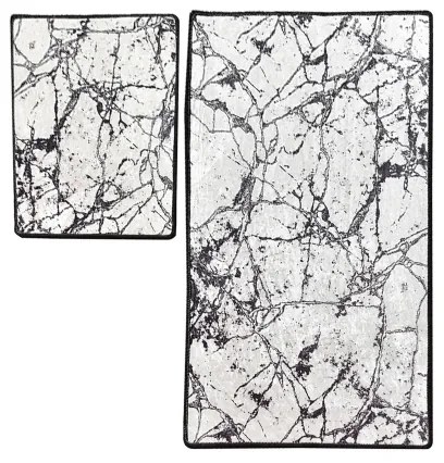 2x Fürdőszobai szőnyeg MARBLE 60x100 cm fehér/fekete készlet