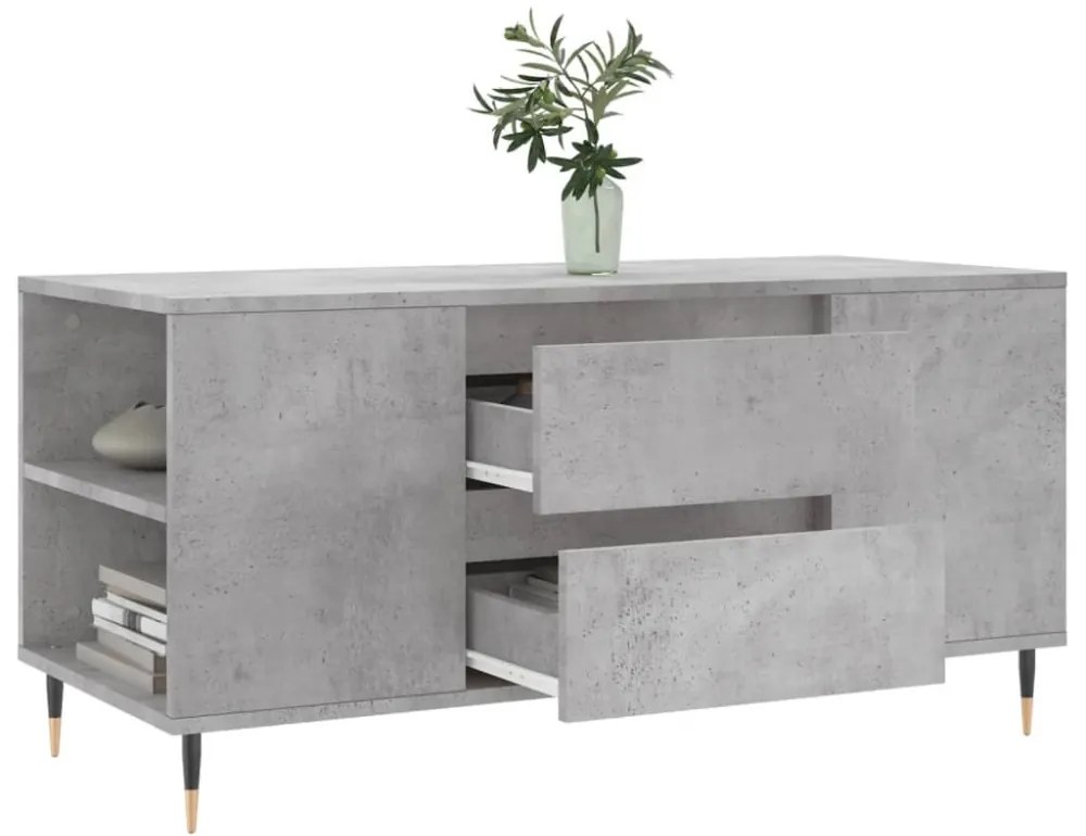 betonszürke szerelt fa dohányzóasztal 102x44,5x50 cm