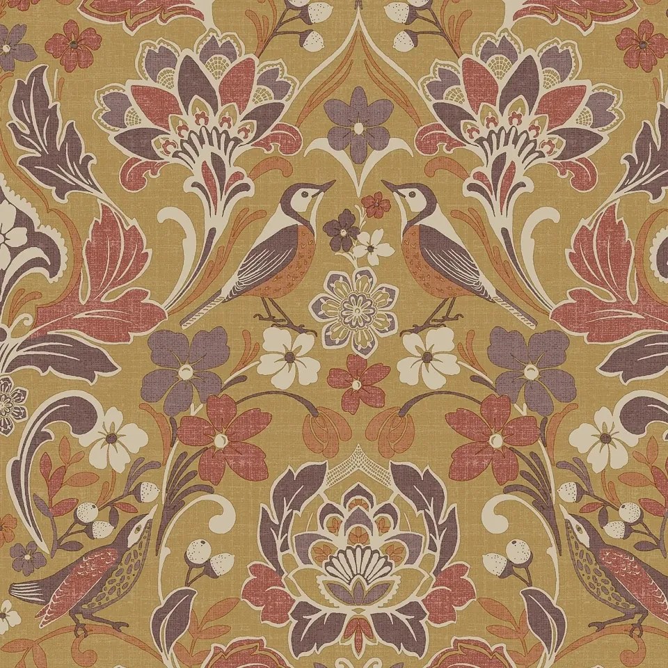 Arthouse Signature 2 Folk Floral barna-lila madaras vlies tapéta – 100198AH