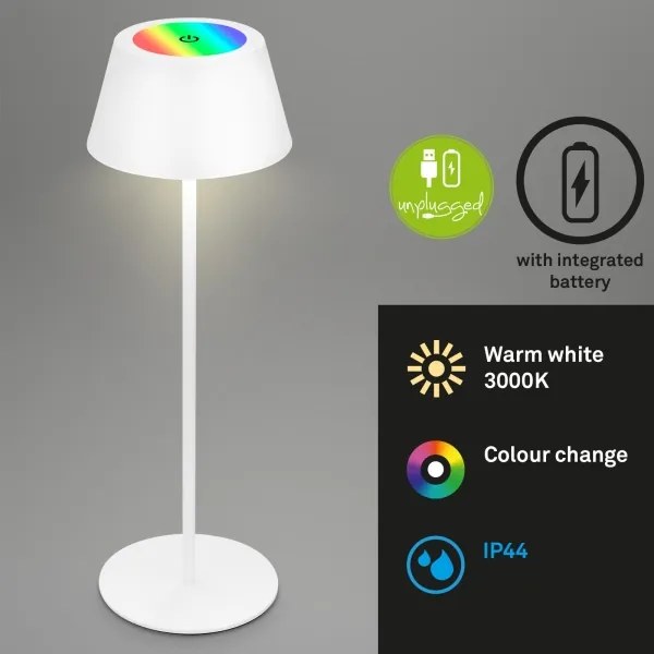 Brilo - LED RGB újratölthető érintésvezérlésű asztali lámpa KIKI LED/2,6W/5V IP44 2600 mAh fehér
