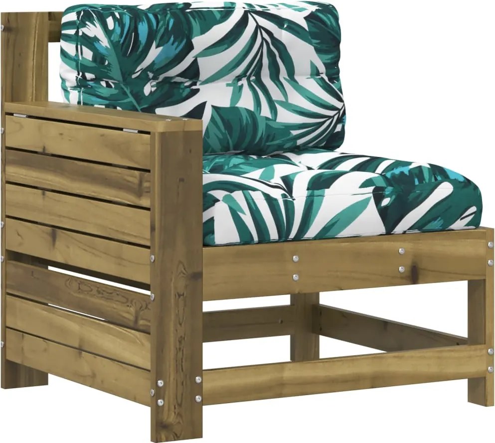 vidaXL impregnált fenyőfa kerti karfás kanapé párnával