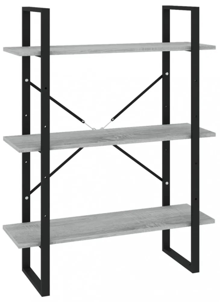 szürke sonoma színű szerelt fa könyvszekrény 80 x 30 x 105 cm