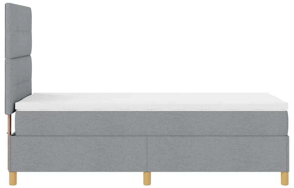 Boxrugós ágy fejtámlával Világosszürke 100 x 200 cm szövet