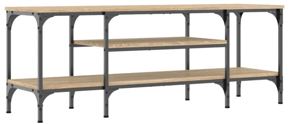 sonoma tölgy színű szerelt fa és vas TV-szekrény 121x35x45 cm