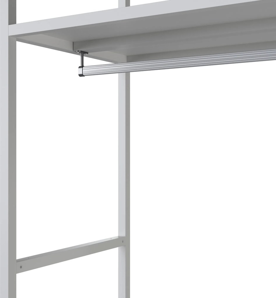 Irodai polc nyitott ruhaakasztó rúddal, recepcióra és váróterembe, fém, fehér/sonoma tölgy, 800x2200x400 mm: ARIEL Eco Design