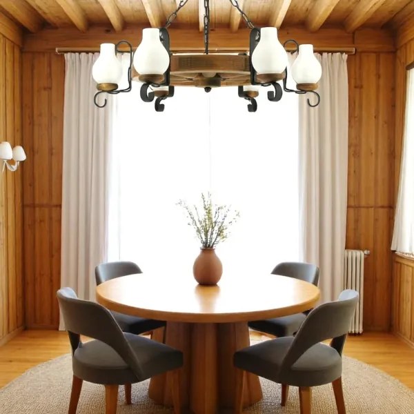 Brilagi - ROATA láncos csillár 6xE14/40W/230V, Ø 70 cm, bükk