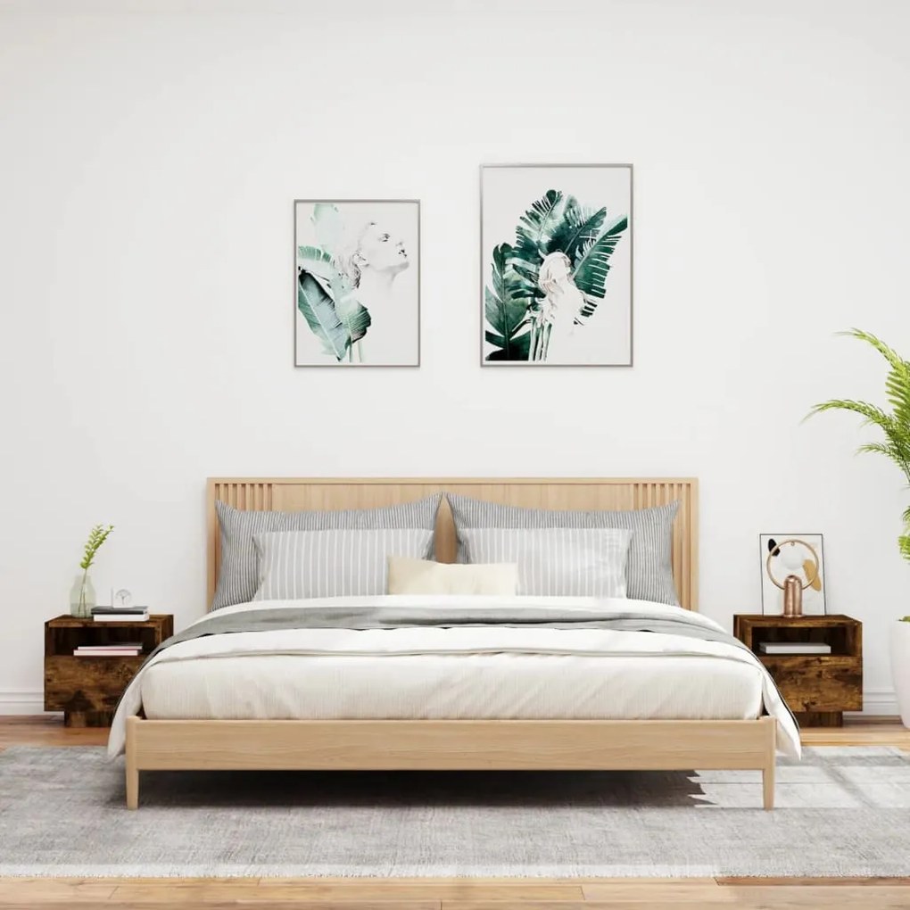 2 db sonoma tölgy színű éjjeliszekrény LED-ekkel 40x39x37 cm