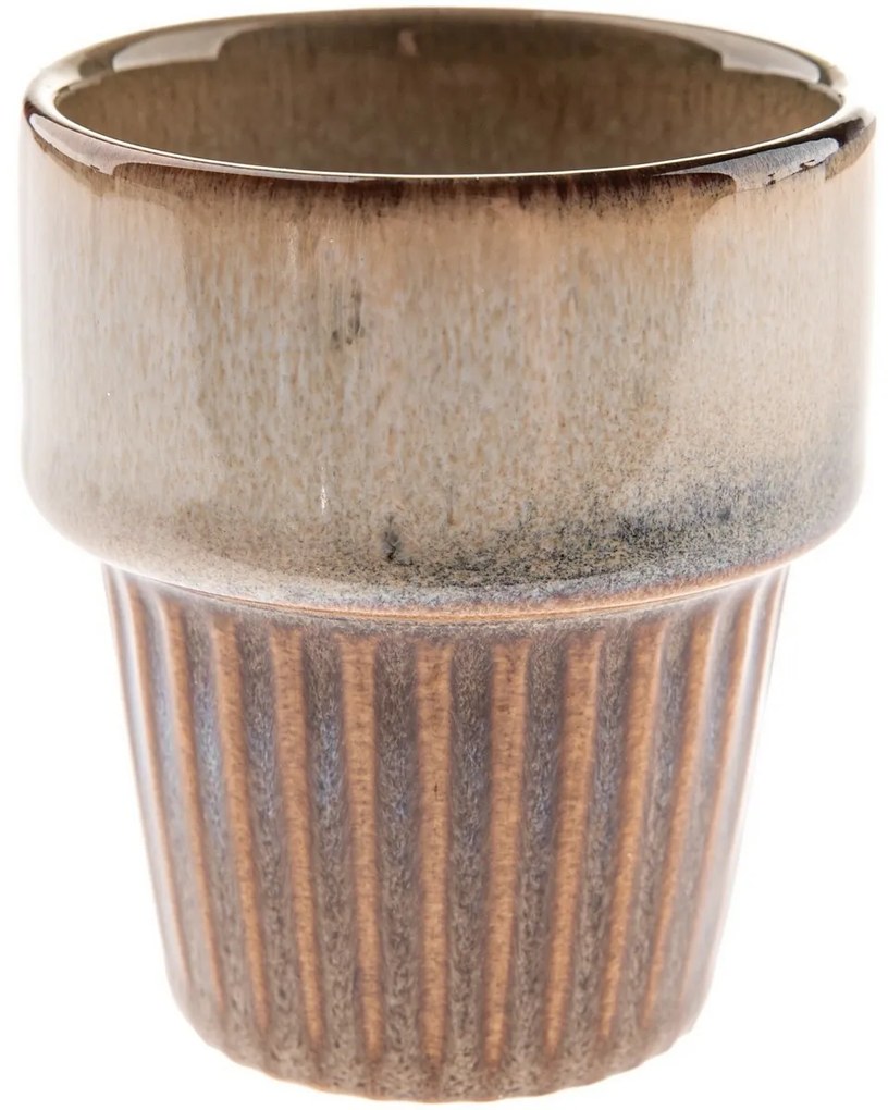 4 db Rustik kerámia bögre szett 100 ml,világosbarna