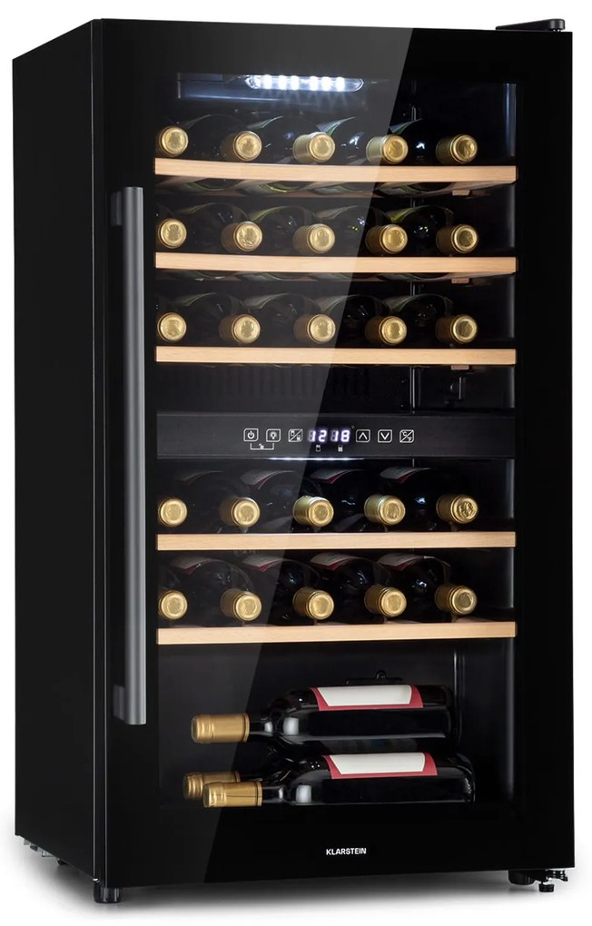 Klarstein Barossa 29 Duo, borhűtő, 80 liter, 29 palack, 2 zóna, gombos vezérlés