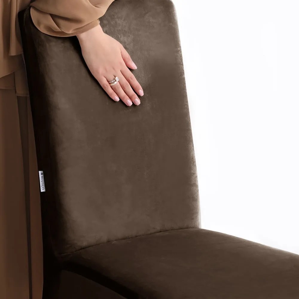 Barna gumis szék huzat szett 4 db-os 48 cm Sento – Restilo