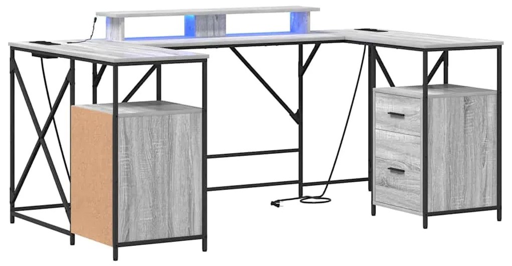 Asztal fiókkal Szürke sonoma 182 x 101 x 87.5 cm Faanyag