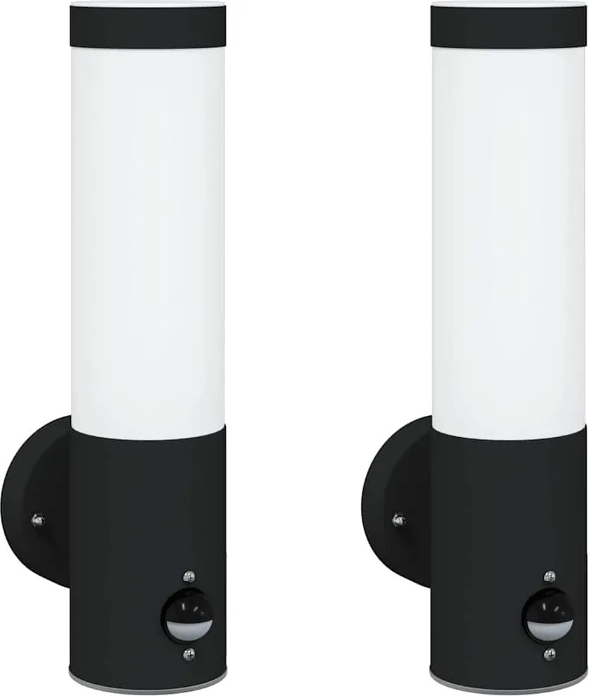 vidaXL Kültéri Fali Lámpa 2 pcs Fekete 12 x 8,5 x 29 cm