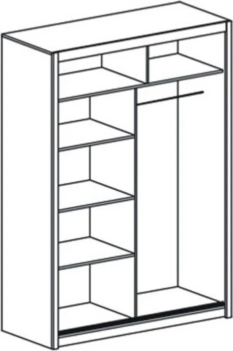 Vista tolóajtós gardróbszekrény 150 cm, tükörrel - sonoma tölgy