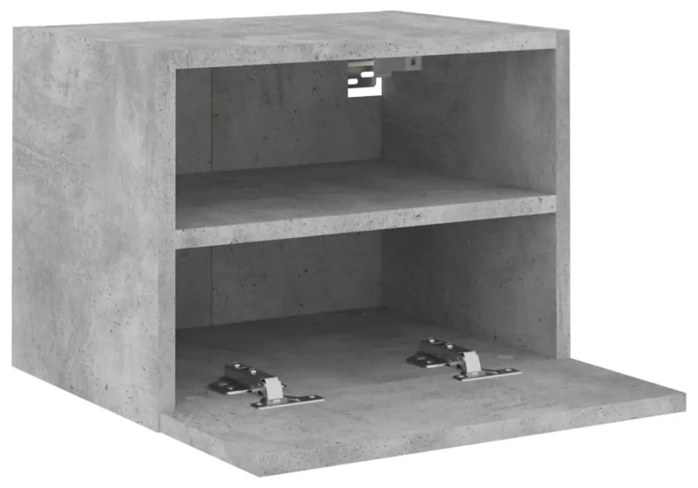 2 db betonszürke szerelt fa fali TV-szekrény 40 x 30 x 30 cm