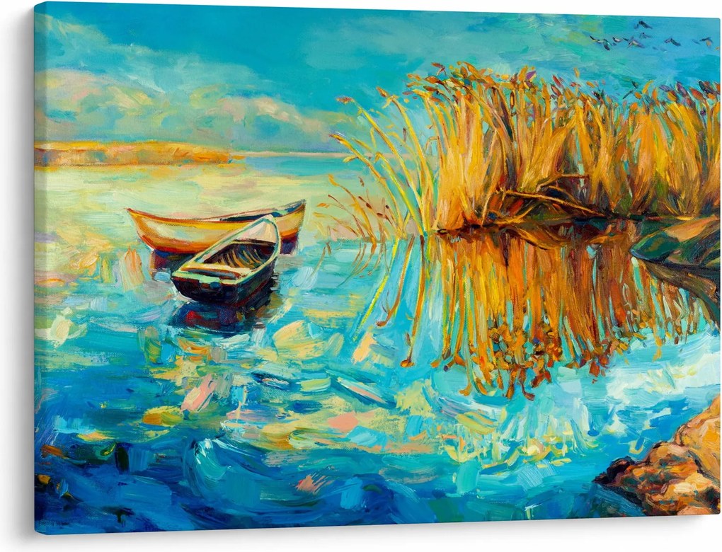 Kép - Tó csónakokkal (70x50 cm)