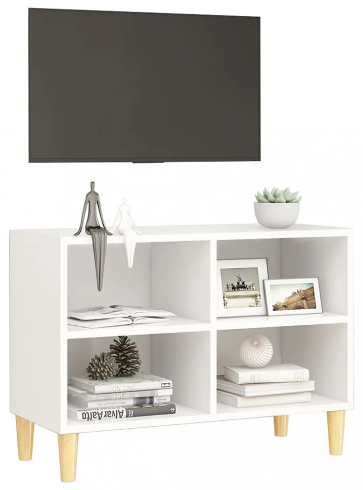 fehér TV-szekrény tömör falábakkal 69,5 x 30 x 50 cm