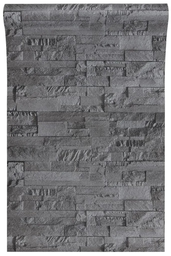 fekete kőhatású nem szőtt 3D tapéta 10 x 0,53 m