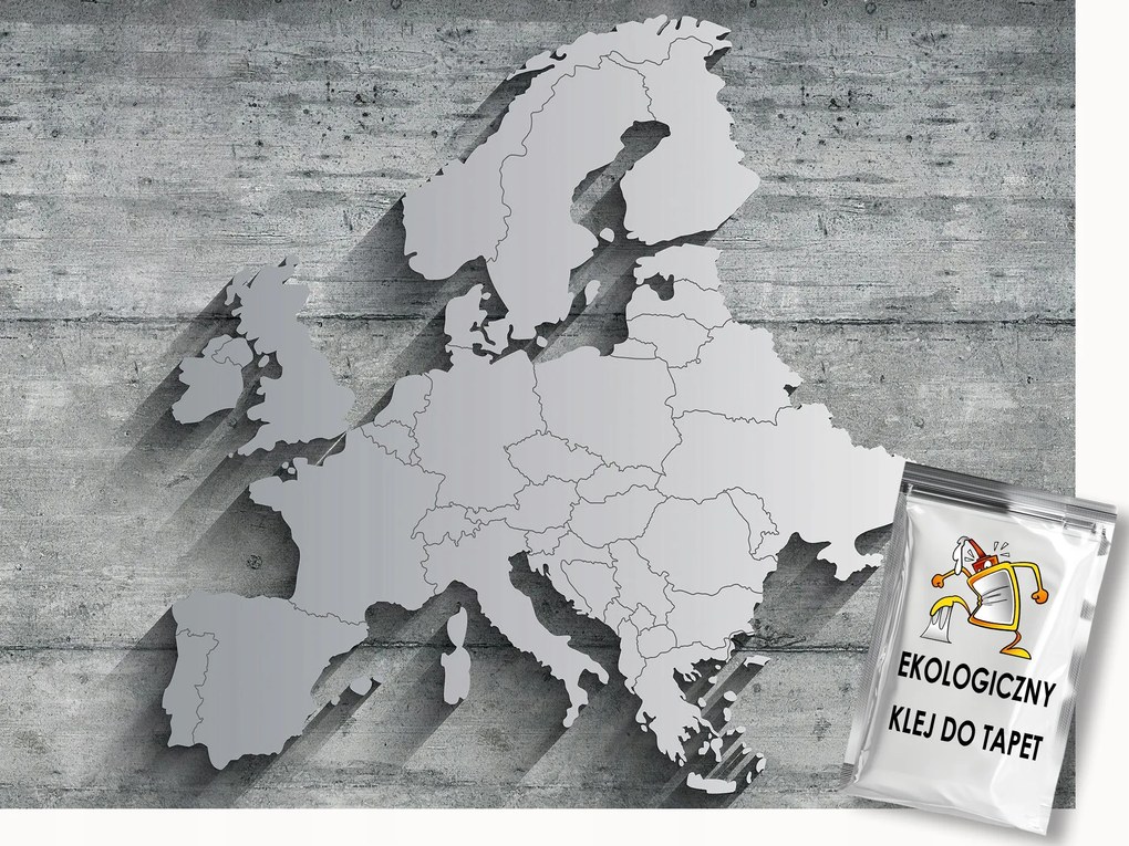 Fotótapéta Flizelina Ezüst Európa térkép 3D hatással 250x175 ragasztó