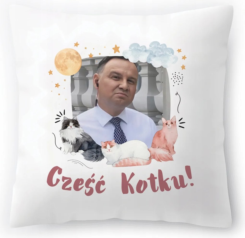 Duda párna Andrzej Duda PiS elnök Ajándék nyomtatott fényképpel