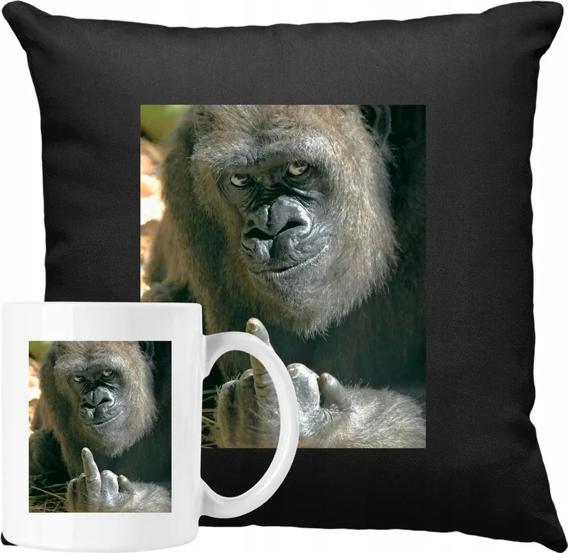 Bögre Szett Párna Fu*k Mém Vicces Majom Ajándék ötlet