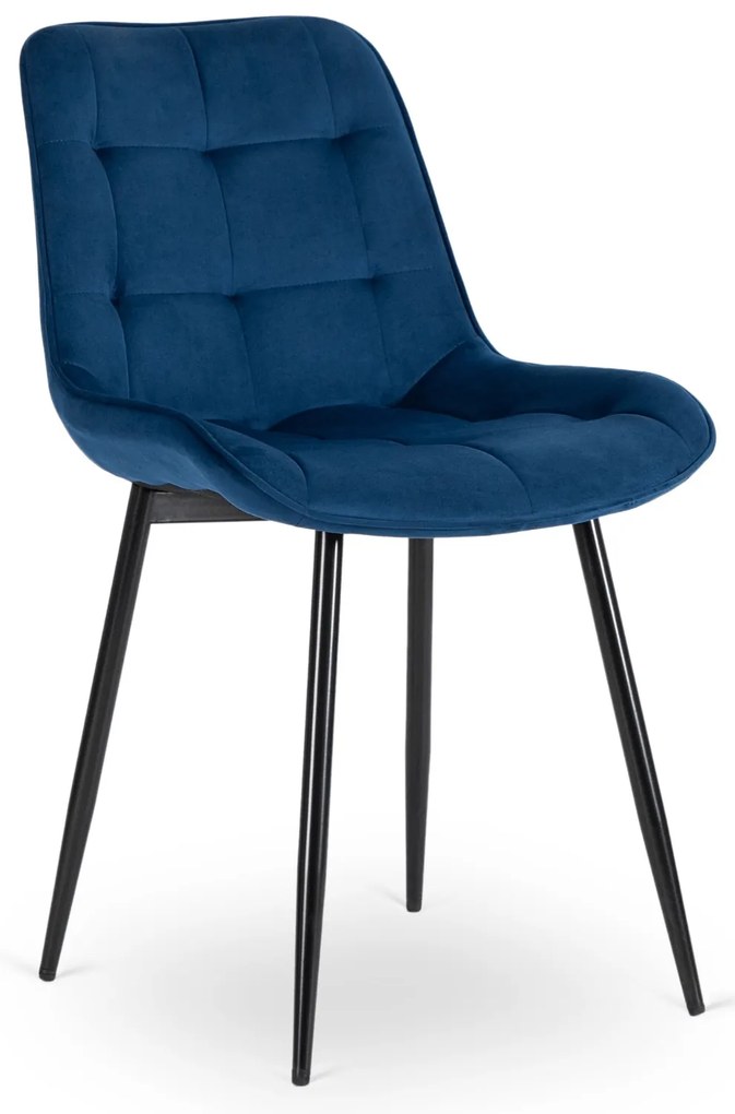 Bársony étkezőszék CHRIS sötétkék/fekete