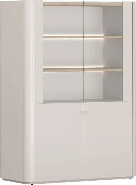 Elivo kétajtós vitrin 100 cm - kasmír / olajozott tölgy