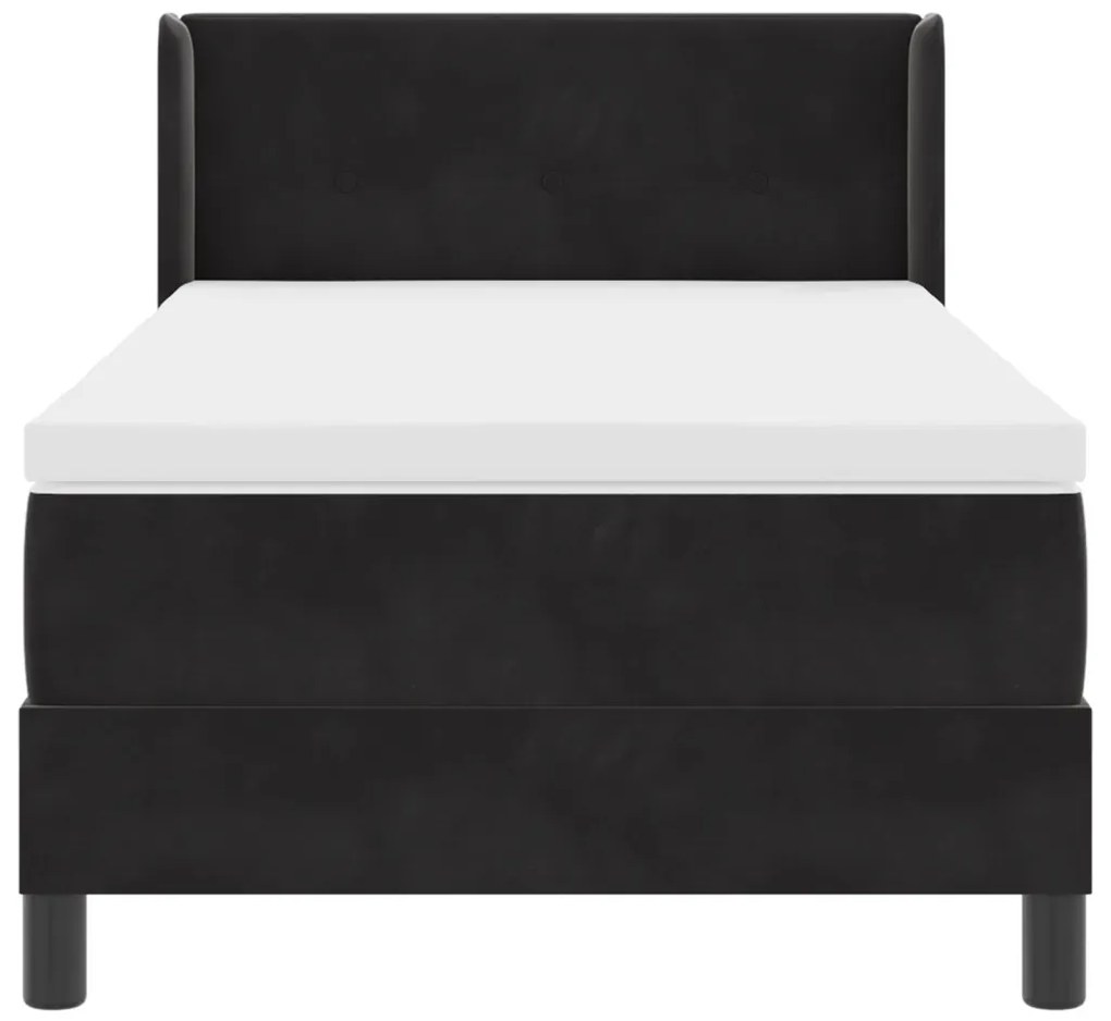 Boxspring Ágy Matracból Fekete 90x190 cm Bársonyos